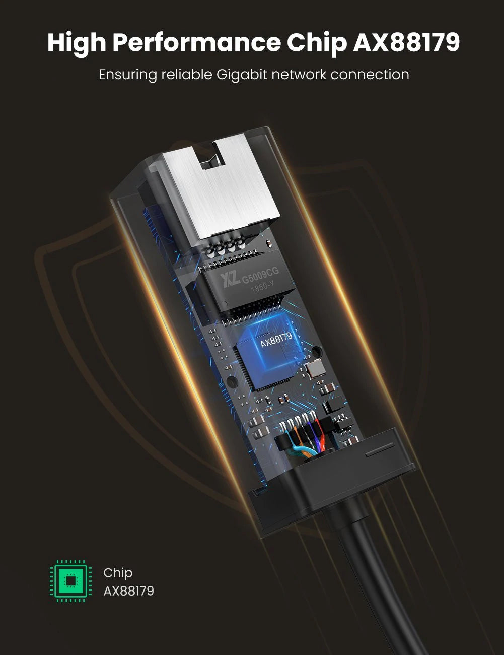 Placa Retea UGREEN CR111, RJ45, USB 3.0, Negru