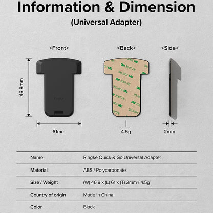 Adaptor Telefon Ringke Quick & Go pentru Suport Bicicleta, Set 2 bucati, Negru