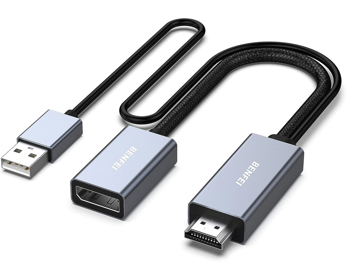 Adaptor Video Benfei, HDMI - DisplayPort / USB, 4K, Gri