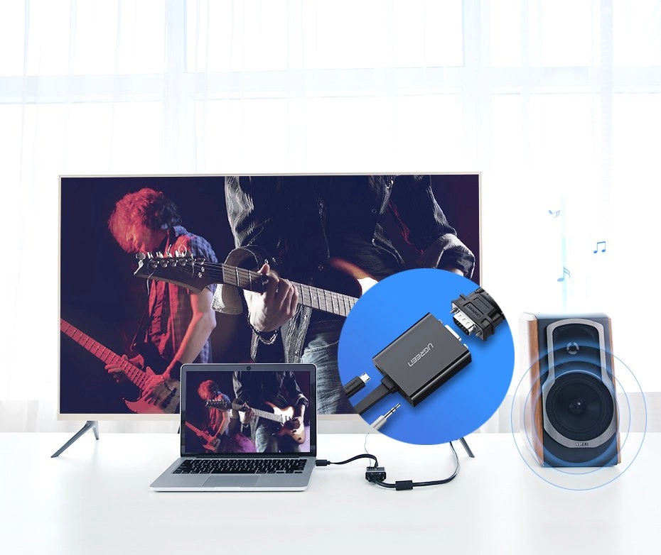 Adaptor Video UGREEN MM103 (40248), HDMI - VGA, 1080P, Negru