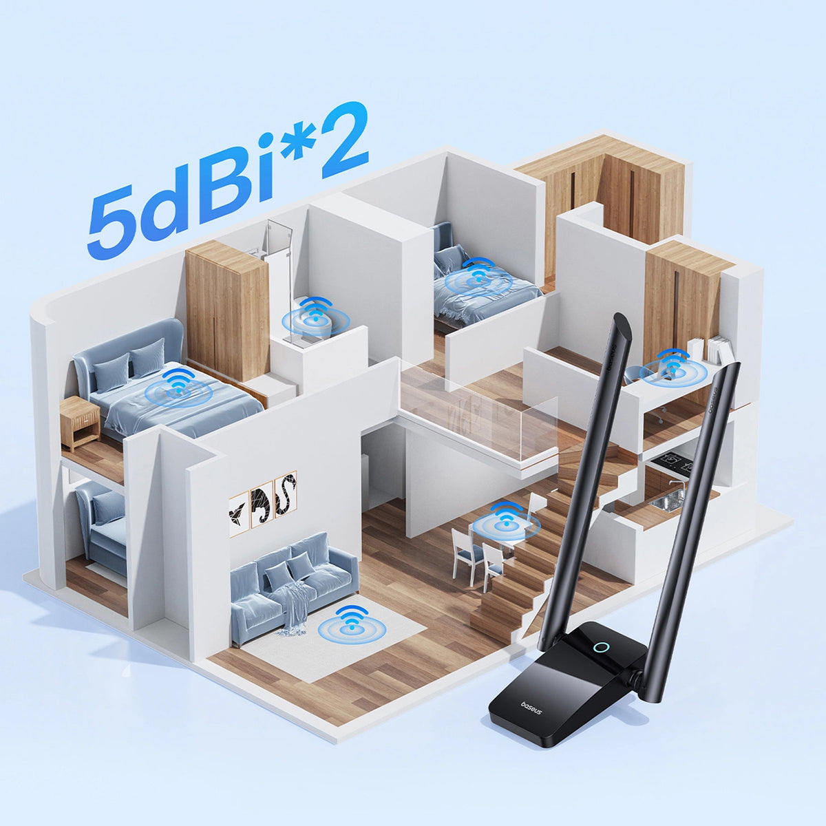 Adaptor Wireless Baseus FastJoy, Dual Band, Wi-Fi 6, 1300Mbps, Negru B01317600111-05