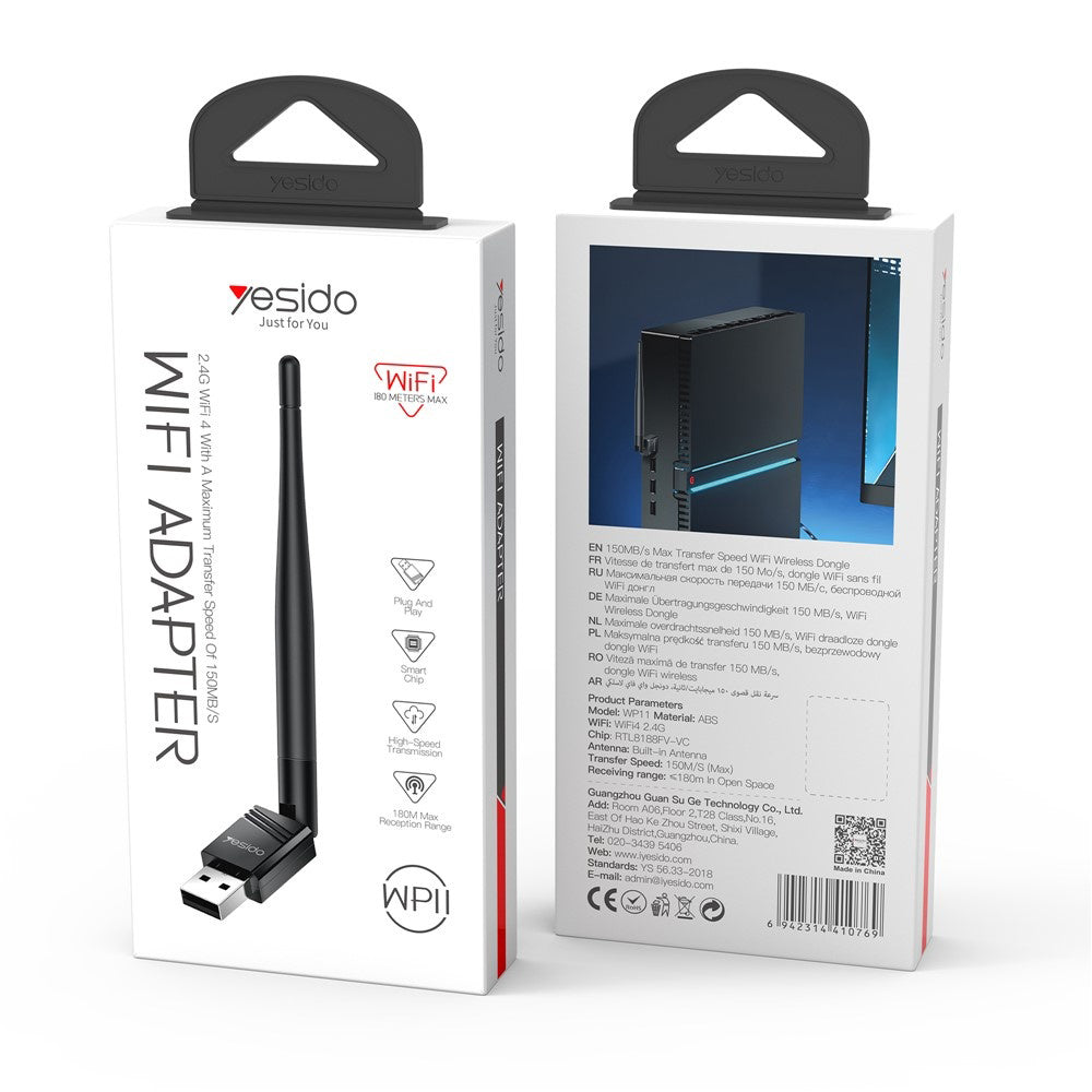 Adaptor Wireless Yesido WP11, 150Mbps, Negru