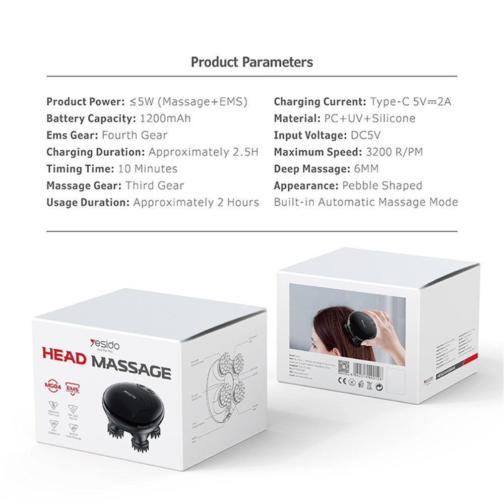 Aparat Masaj Scalp Yesido MG04, Negru
