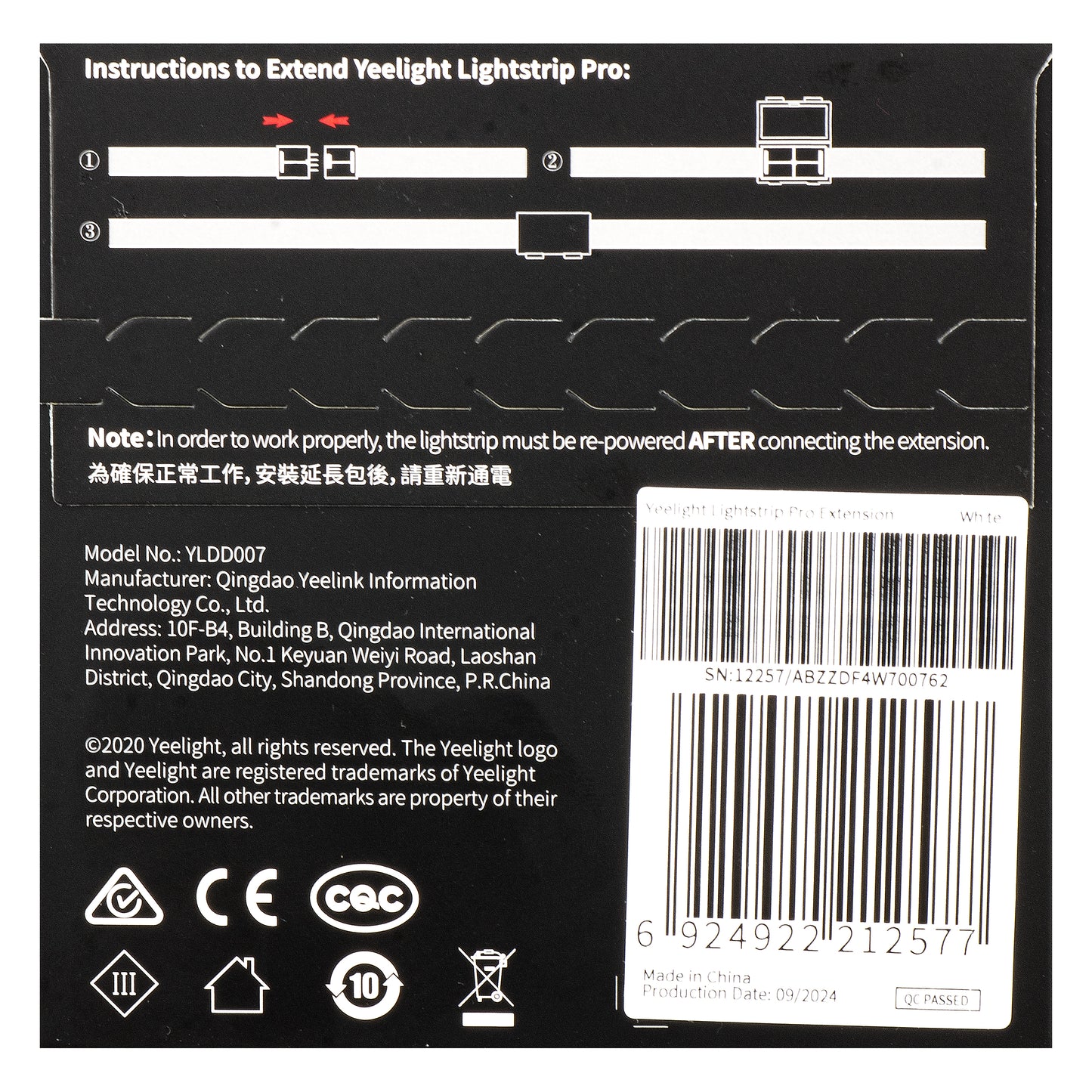 Banda Led Yeelight Pro, Extensie, RGB, 1m, Alba YLDD07