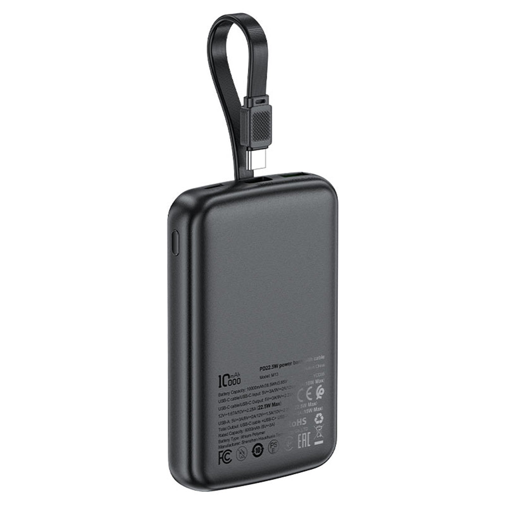 Baterie Externa Acefast M13, 10000mAh, 22.5W, QC + PD, 1 x USB-A - 2 x USB-C, Neagra