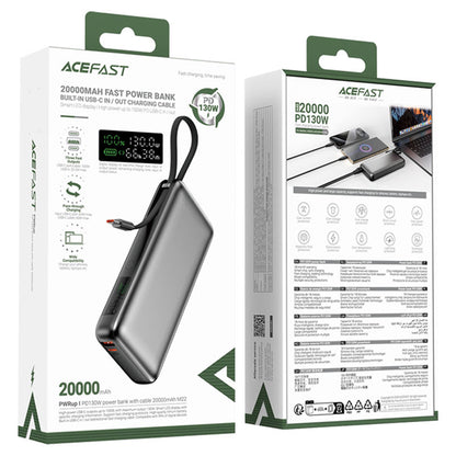 Baterie Externa Acefast M22, 20000mAh, 130W, QC + PD, 1 x USB-A - 2 x USB-C, Neagra