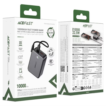 Baterie Externa Acefast M28, 10000mAh, 22.5W, QC + PD , 1 x USB-A - 2 x USB-C, Neagra