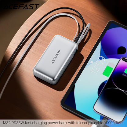 Baterie Externa Acefast M32, 10000mAh, 35W, PD , 2 x USB-C, Argintie