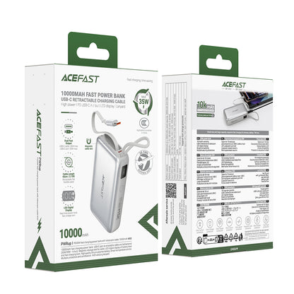 Baterie Externa Acefast M32, 10000mAh, 35W, PD , 2 x USB-C, Argintie