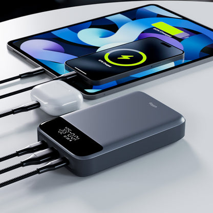 Baterie Externa Allity. APB-200 PocketPower, 19200mAh, 130W, QC + PD, 1 x USB-A - 2 x USB-C, Gri