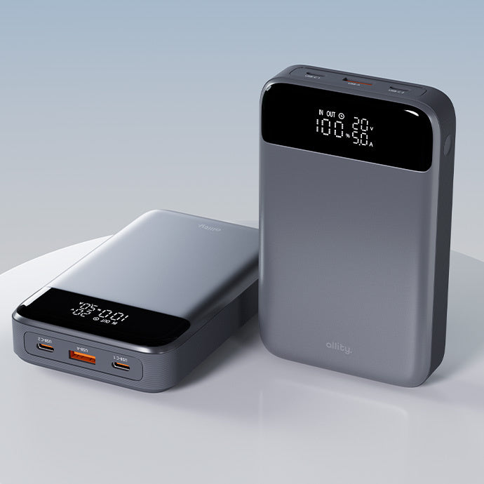 Baterie Externa Allity. APB-200 PocketPower, 19200mAh, 130W, QC + PD, 1 x USB-A - 2 x USB-C, Gri