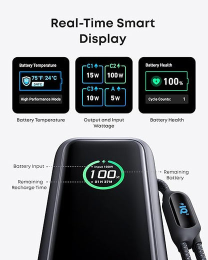 Baterie Externa Anker, 25000mAh, 165W, QC + PD, 1 x USB-A - 3 x USB-C, Gri A1695H11