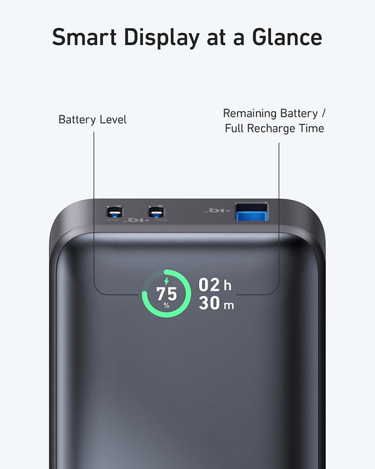 Baterie Externa Anker 533, 10000mAh, 30W, QC + PD, 1 x USB-A - 2 x USB-C, Neagra A1256G12