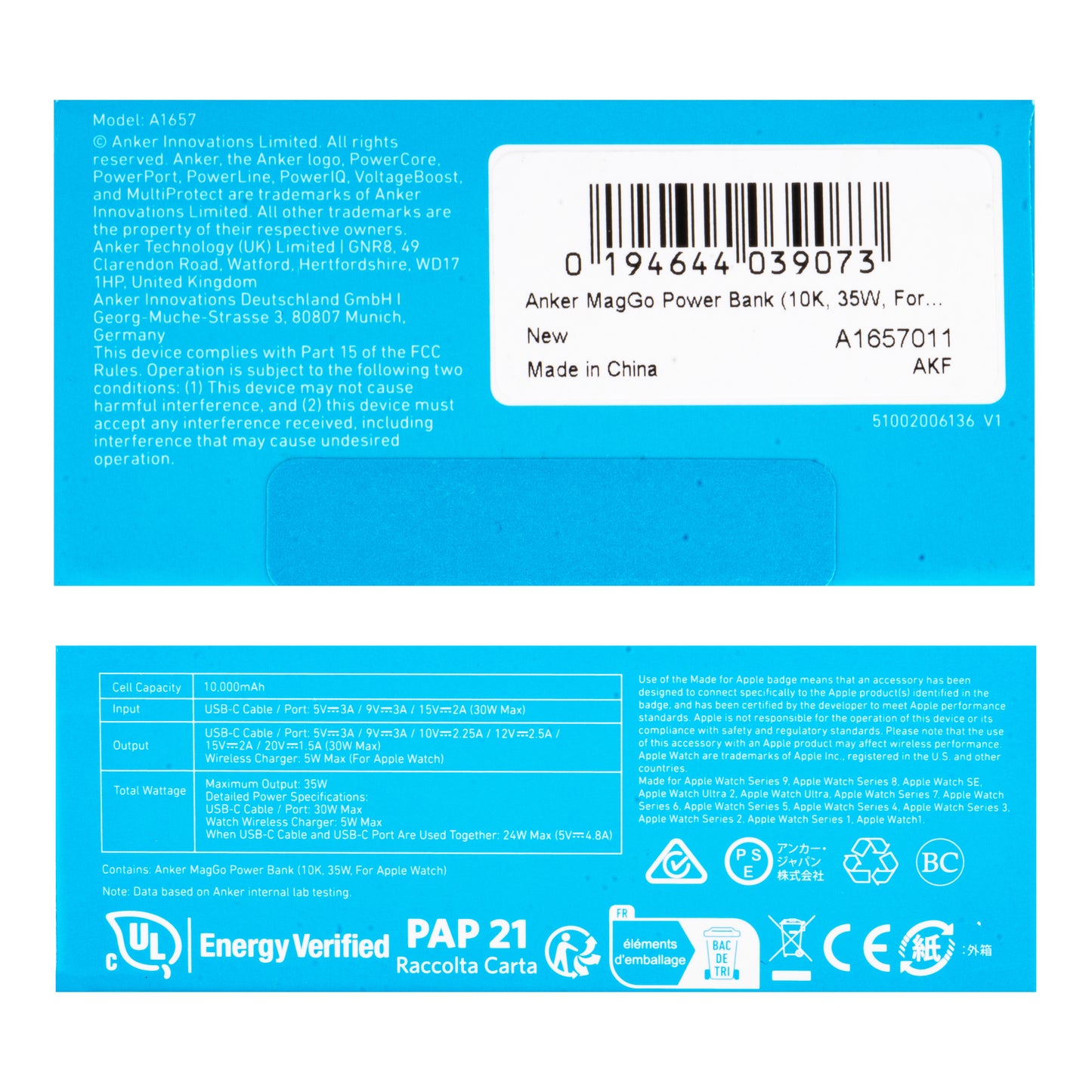 Baterie Externa Anker MagGo, 10000mAh, 35W, PD + QI, 1 x QI - 2 x USB-C, Neagra A1657011