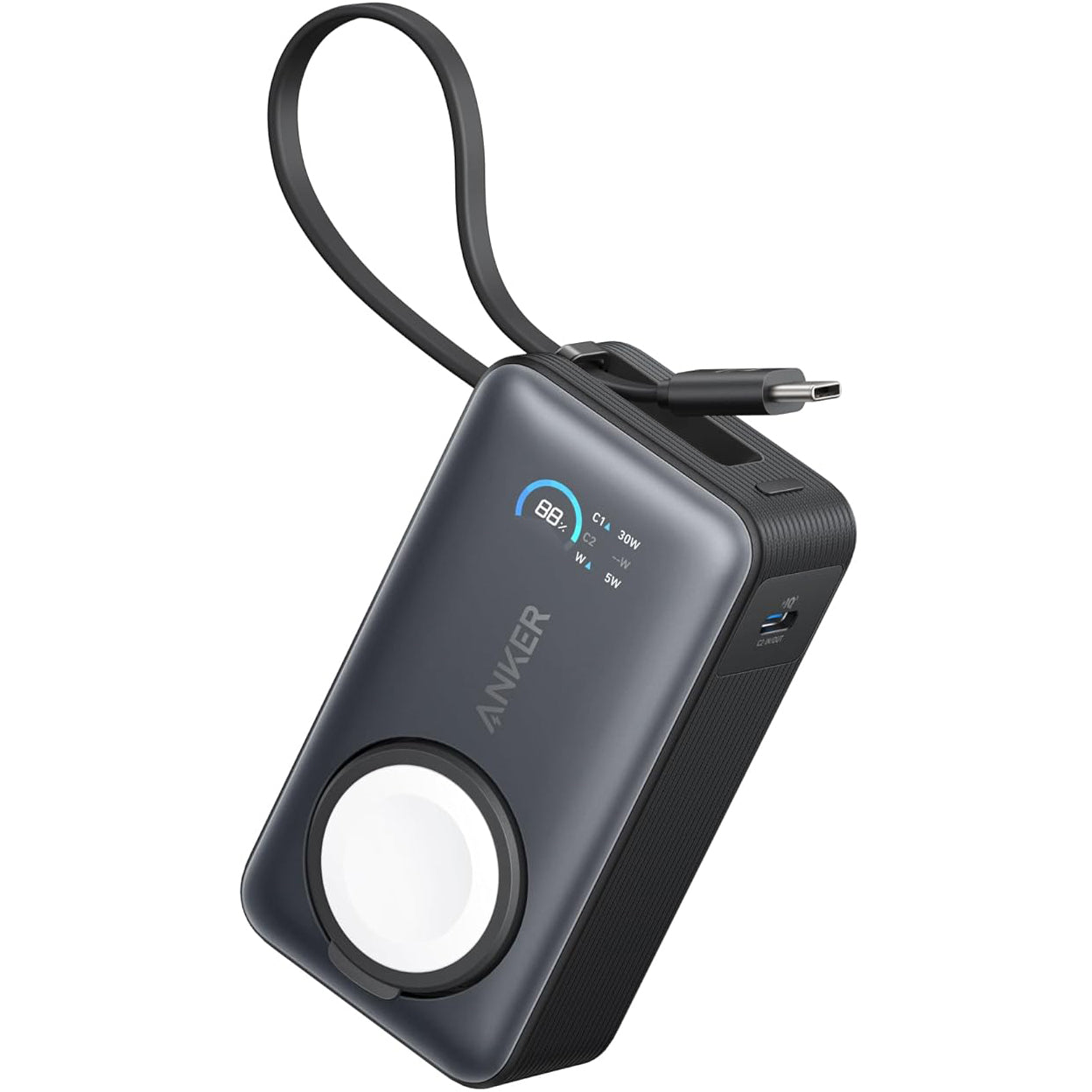 Baterie Externa Anker MagGo, 10000mAh, 35W, PD + QI, 1 x QI - 2 x USB-C, Neagra A1657011