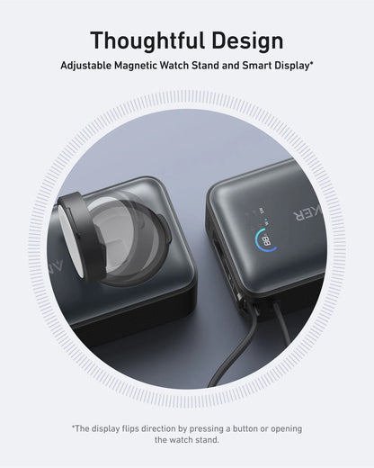 Baterie Externa Anker MagGo, 10000mAh, 35W, PD + QI, 1 x QI - 2 x USB-C, Neagra A1657011