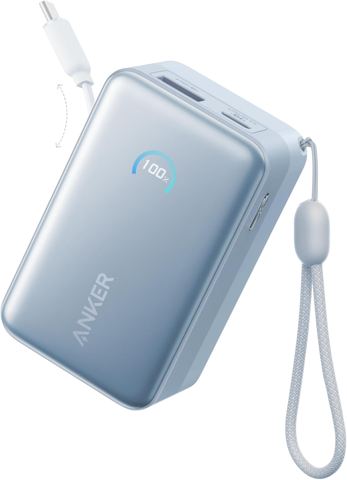 Baterie Externa Anker Nano, 10000mAh, 45W, QC + PD, 1 x USB-A - 2 x USB-C, Albastra