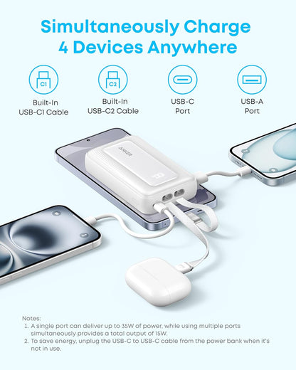 Baterie Externa Anker Zolo, 10000mAh, 35W, QC + PD, 1 x USB-A - 2 x USB-C, Neagra A1680H12