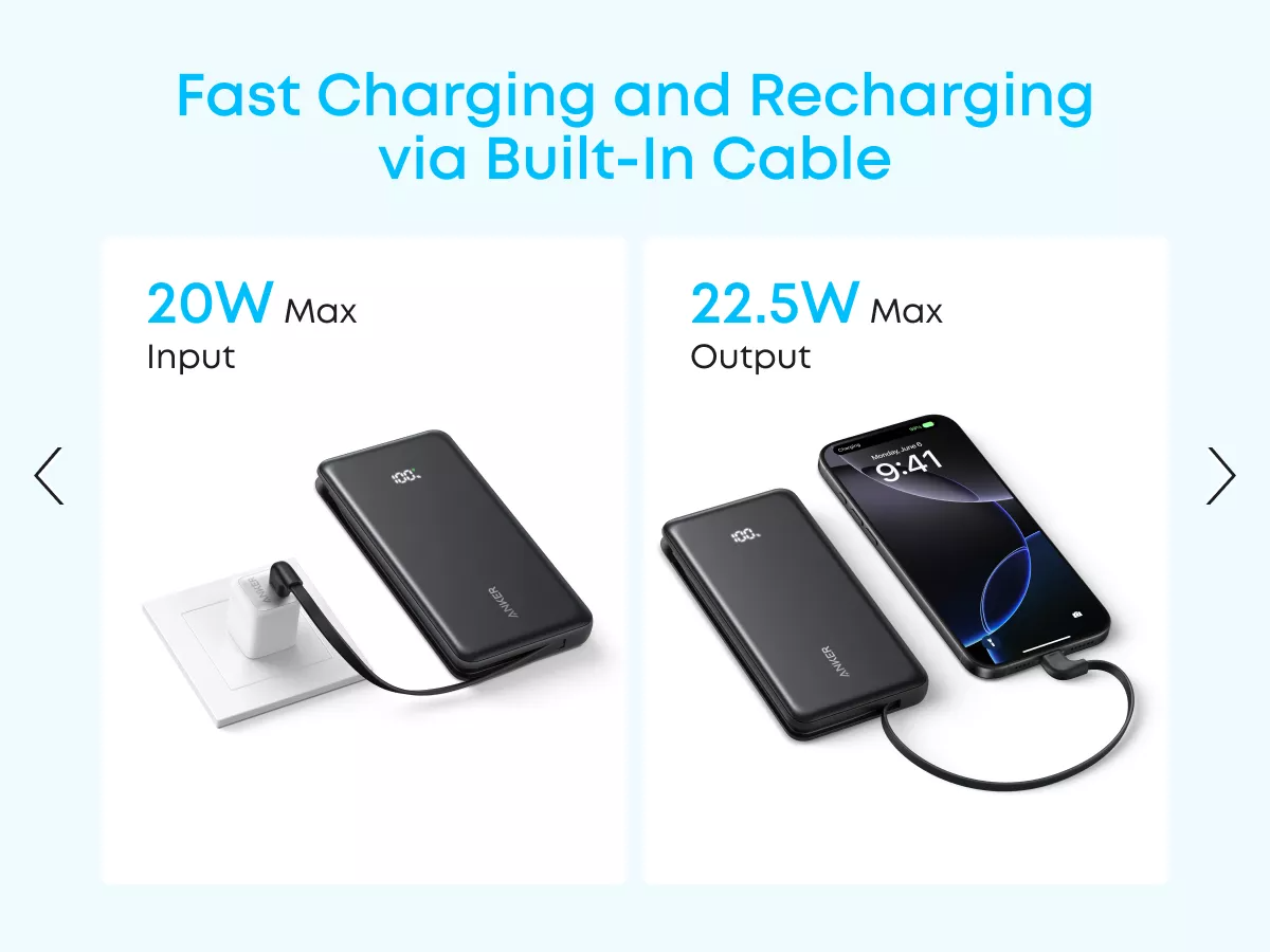 Baterie Externa Anker Zolo, 10000mAh, 22.5W, QC + PD, 1 x USB-A - 2 x USB-C, Alba A110DH21