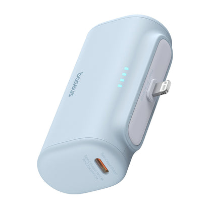 Baterie Externa Baseus Compact, 5000mAh, 20W, PD, 1 x Lightning - 1 x USB-C, Albastra P10068307313-00