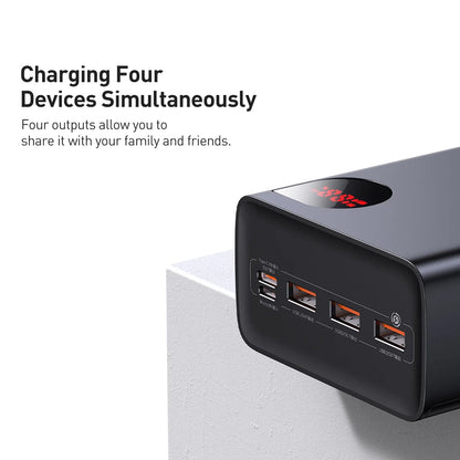 Baterie Externa Baseus Adaman, 40000mAh, 22.5W, QC + PD, 1 x USB-C - 3 x USB-A, Neagra