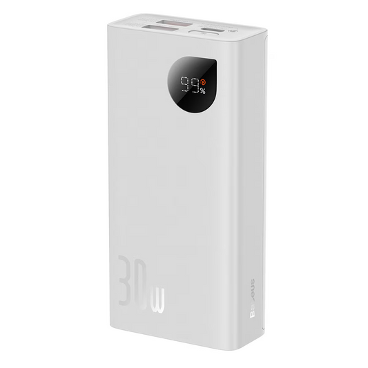 Baterie Externa Baseus Adaman2, 10000mAh, 30W, QC + PD, 1 x USB-C - 2 x USB-A, Alba PPAD080002
