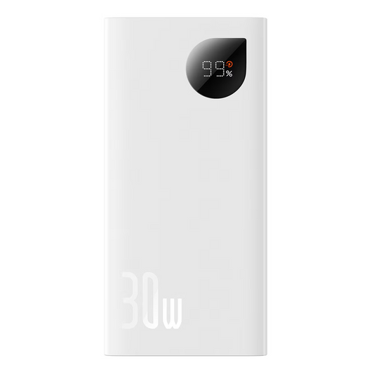Baterie Externa Baseus Adaman2, 10000mAh, 30W, QC + PD, 1 x USB-C - 2 x USB-A, Alba PPAD080002