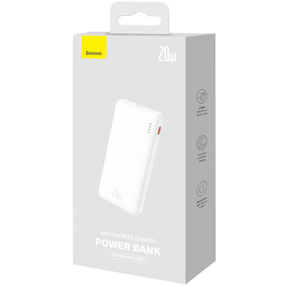 Baterie Externa Baseus Airpow, 10000mAh, 20W, QC + PD, 1 x USB-A - 1 x USB-C, Alba