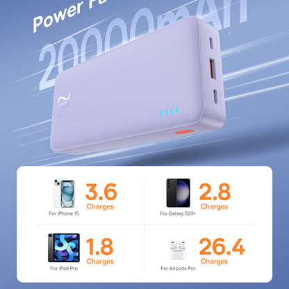 Baterie Externa Baseus Airpow, 20000mAh, 20W, QC + PD, 1 x USB-A - 1 x USB-C, Mov P10022804513-00