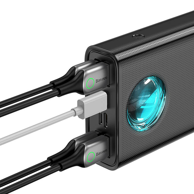 Baterie Externa Baseus Amblight Digital Display, 30000mAh, 65W, QC + PD, 1 x USB-C - 4 x USB-A, Neagra PPLG000101