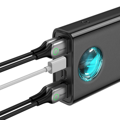 Baterie Externa Baseus Amblight Digital Display, 30000mAh, 65W, QC + PD, 1 x USB-C - 4 x USB-A, Neagra PPLG000101