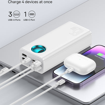 Baterie Externa Baseus Amblight Digital Display, 26800mAh, 65W, QC + PD, 1 x USB-C - 4 x USB-A, Alba P10022402223-00