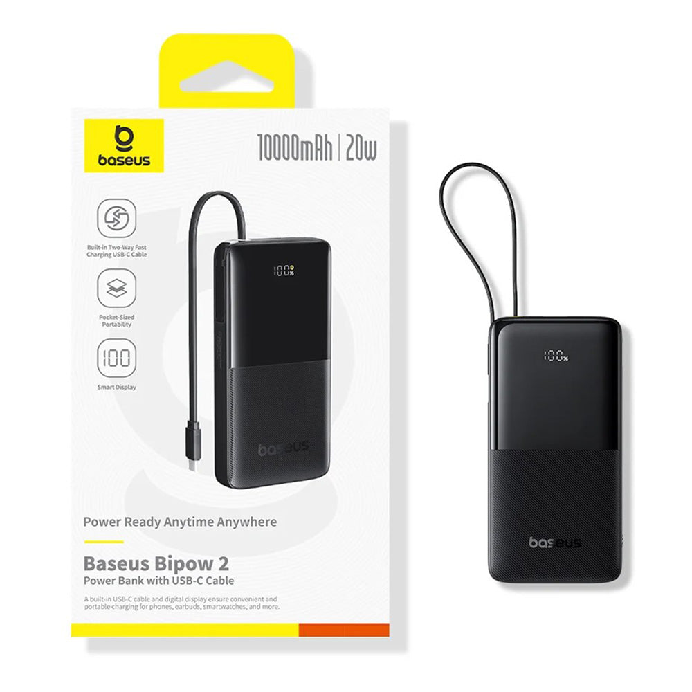 Baterie Externa Baseus Bipow 2, 10000mAh, 20W, QC + PD, 1 x USB-A - 2 x USB-C, Neagra P10077101113-00