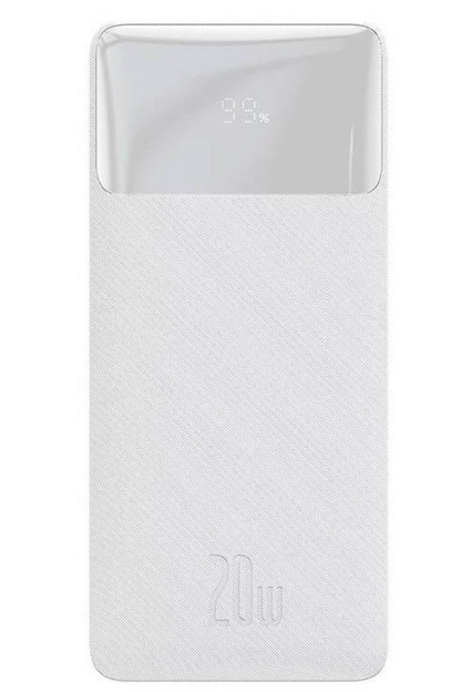 Baterie Externa Baseus Bipow, 10000mAh, 20W, QC + PD, 1 x USB-C - 2 x USB-A, Alba PPBD050502