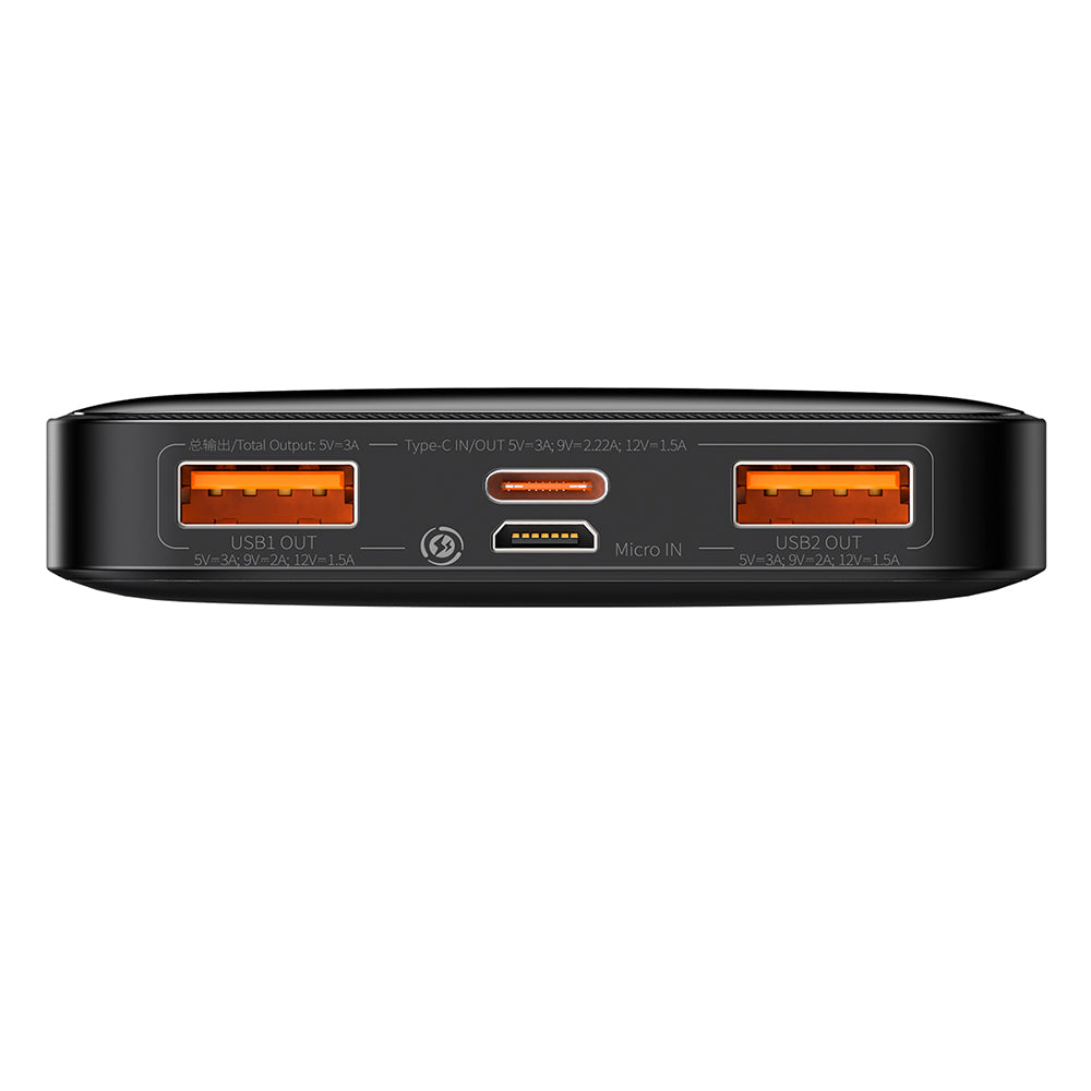 Baterie Externa Baseus Bipow, 10000mAh, 20W, QC + PD, 1 x USB-C - 2 x USB-A, Neagra PPBD050301