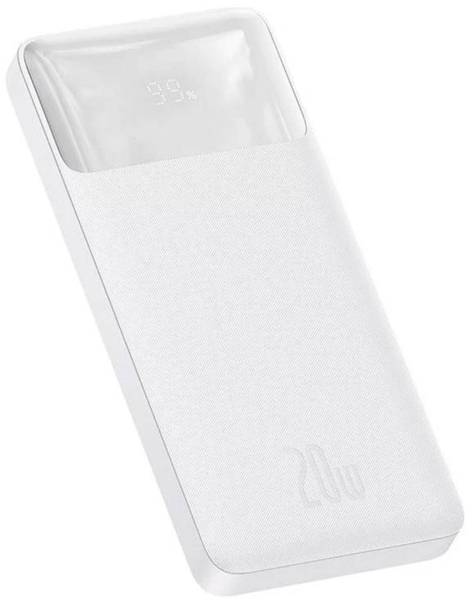 Baterie Externa Baseus Bipow, 10000mAh, 20W, QC + PD, 1 x USB-C - 2 x USB-A, Alba PPBD050502