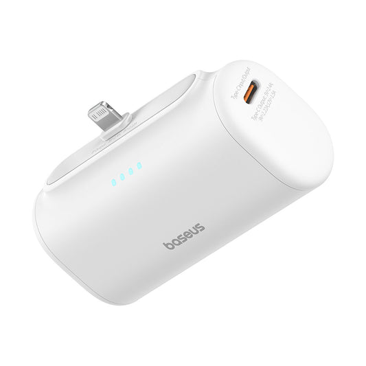 Baterie Externa Baseus Compact, 5000mAh, 20W, PD, 1 x Lightning - 1 x USB-C, Alba P10068307213-00