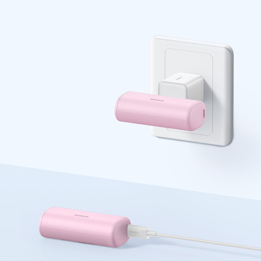 Baterie Externa Baseus Compact, 5000mAh, 20W, PD, 2 x USB-C, Roz P10068306413-00