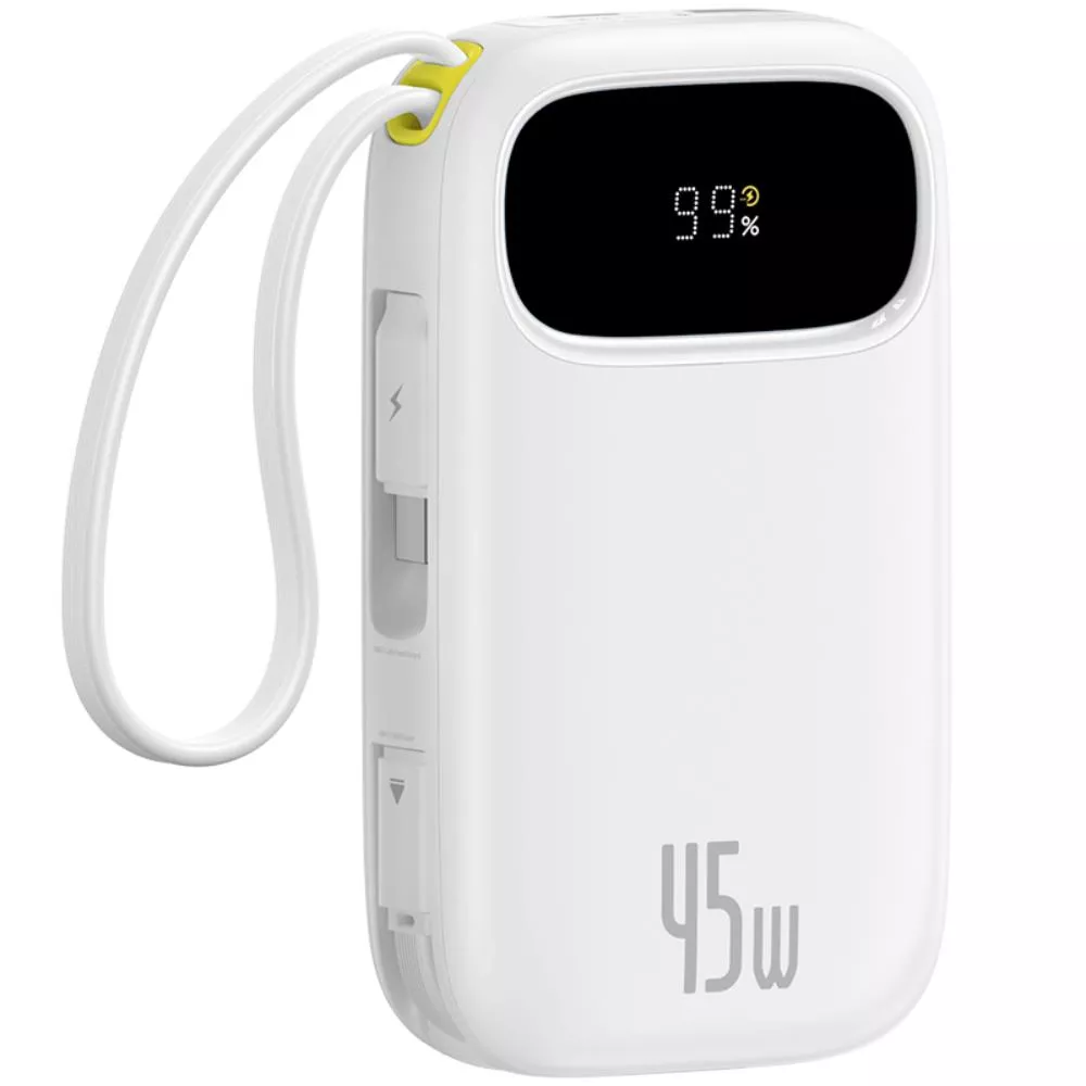 Baterie Externa Baseus EnerFill FC31, 20000mAh, 45W, QC + PD, 1 x Lightning - 1 x USB-A - 2 x USB-C, Alba P10082105213-00