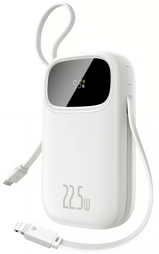 Baterie Externa Baseus EnerFill FC31, 10000mAh, 22.5W, QC + PD, 1 x Lightning - 1 x USB-A - 2 x USB-C, Alba P10082106213-00