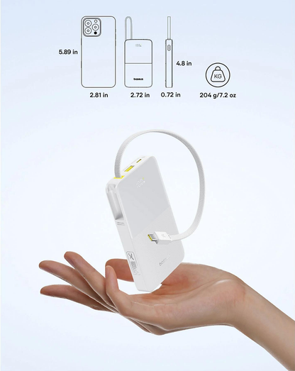 Baterie Externa Baseus EnerFill Bipow2 Pro, 10000mAh, 22.5W, QC + PD, 1 x USB-A - 2 x USB-C, Alba E0027601