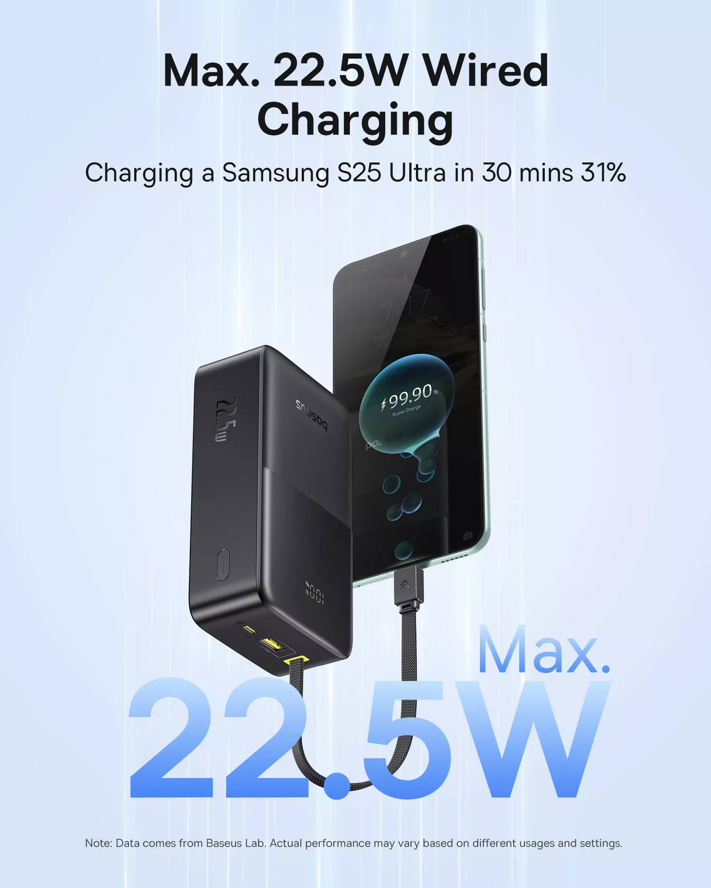 Baterie Externa Baseus EnerFill Bipow2 Pro, 30000mAh, 22.5W, QC + PD, 1 x USB-A - 2 x USB-C, Neagra E0028100