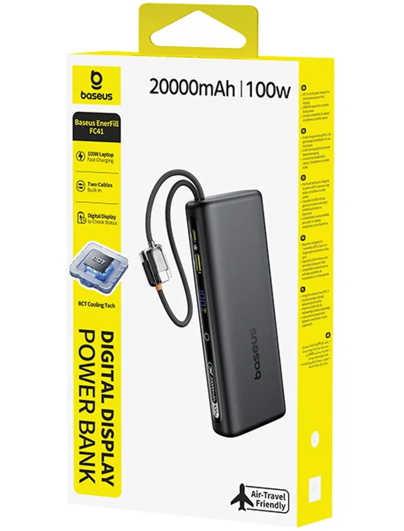 Baterie Externa Baseus EnerFill FC41, 20000mAh, 100W, QC + PD, 1 x USB-A - 3 x USB-C, Neagra E0028N03
