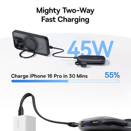Baterie Externa Baseus EnerFill FC21 Qpow 3 Ultra, 10000mAh, 45W, QC + PD, 1 x USB-A - 1 x USB-C, Neagra E0027Q00