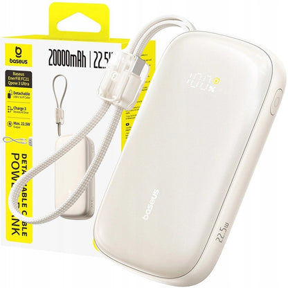 Baterie Externa Baseus EnerFill FC21 Qpow 3 Ultra, 20000mAh, 22.5W, QC + PD, 1 x USB-A - 1 x USB-C, Bej E0027M01