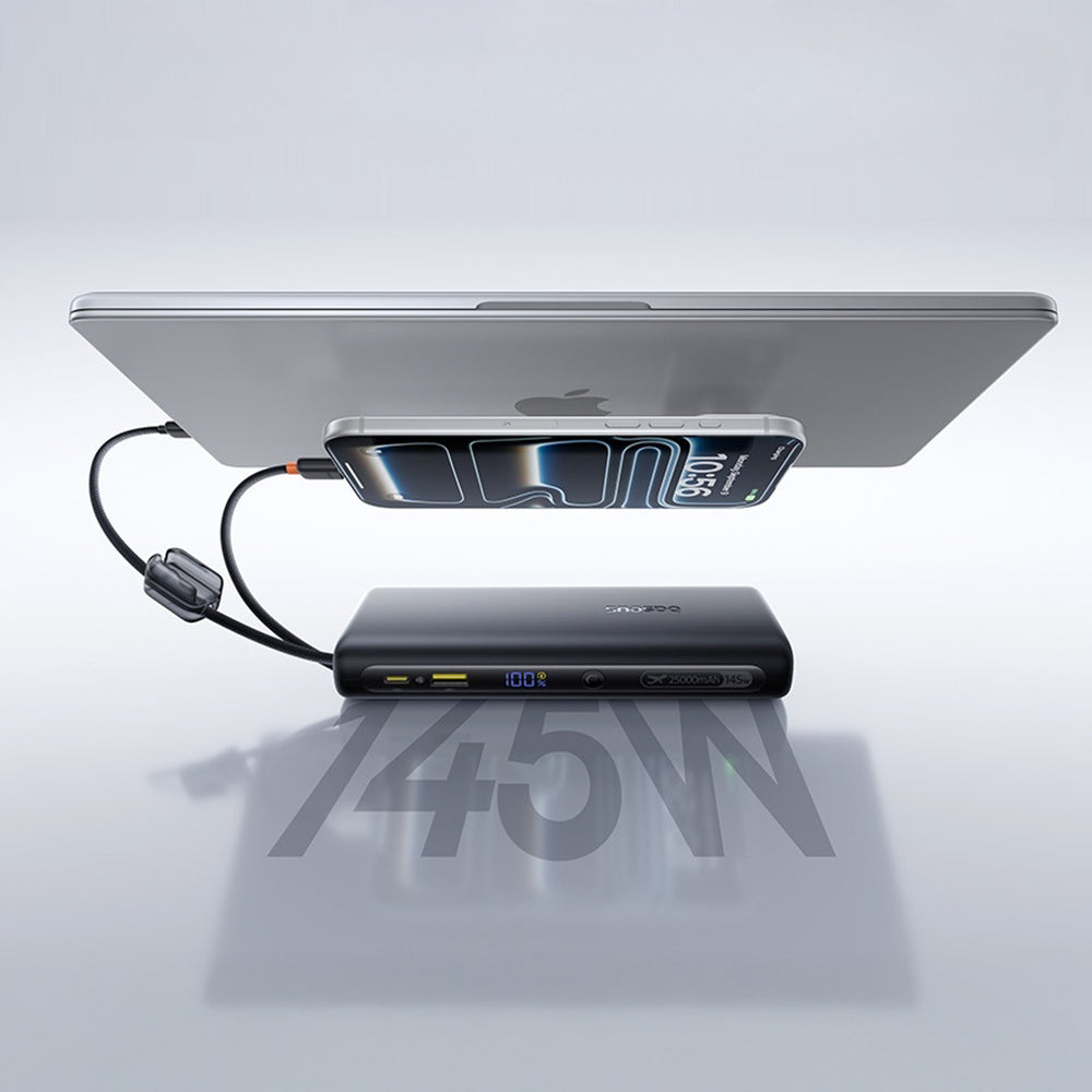 Baterie Externa Baseus EnerFill FC41, 25000mAh, 145W, QC + PD, 1 x USB-A - 3 x USB-C, Neagra E0028H03