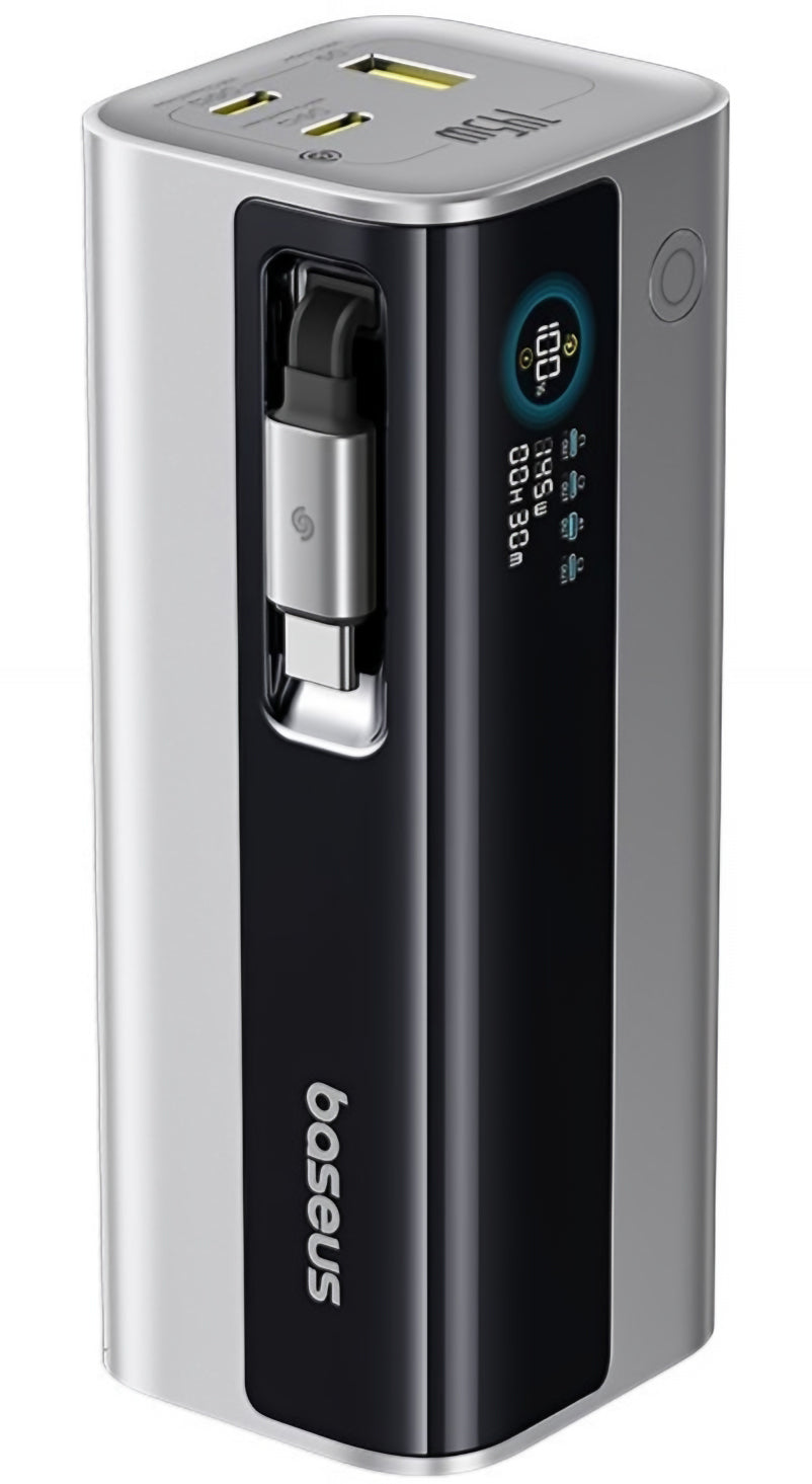 Baterie Externa Baseus EnerGeek GR11, 20000mAh, 145W, QC + PD, 1 x USB-A - 3 x USB-C, Argintie E0027B02