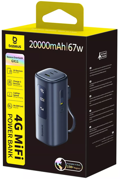 Baterie Externa Baseus EnerGeek GX11, 20000mAh, 67W, QC + PD, 1 x USB-A - 2 x USB-C, Neagra E0025701