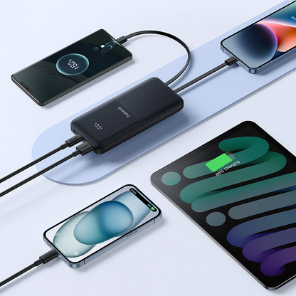 Baterie Externa Baseus Lipow, 10000mAh, 22.5W, QC + PD, 1 x Lightning - 1 x USB-A - 2 x USB-C, Neagra P10079101123-00