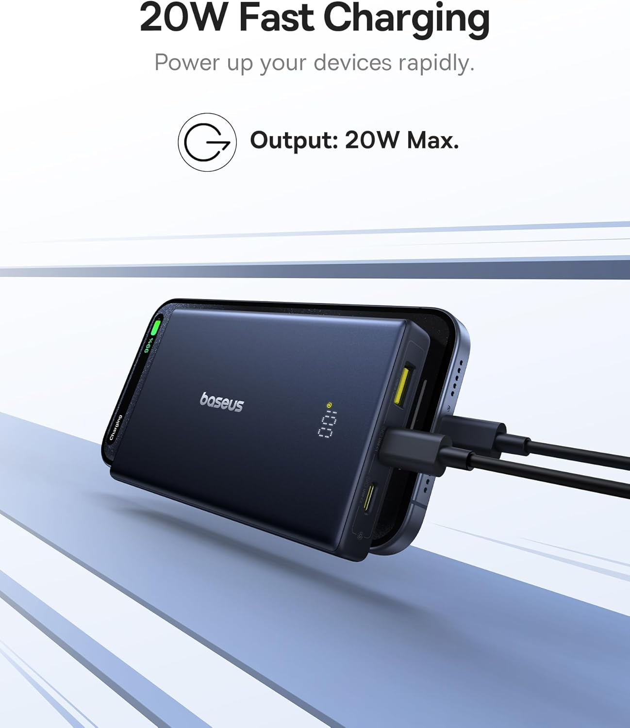 Baterie Externa Baseus PicoGo, 10000mAh, 20W, QC + PD, 1 x USB-A - 2 x USB-C, Alba P10076801213-00
